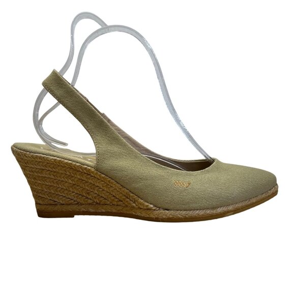 Viscata Barcelona Green & Beige Espadrille Slingback Wedge Sandals Sz 10 US - Picture 1 of 7